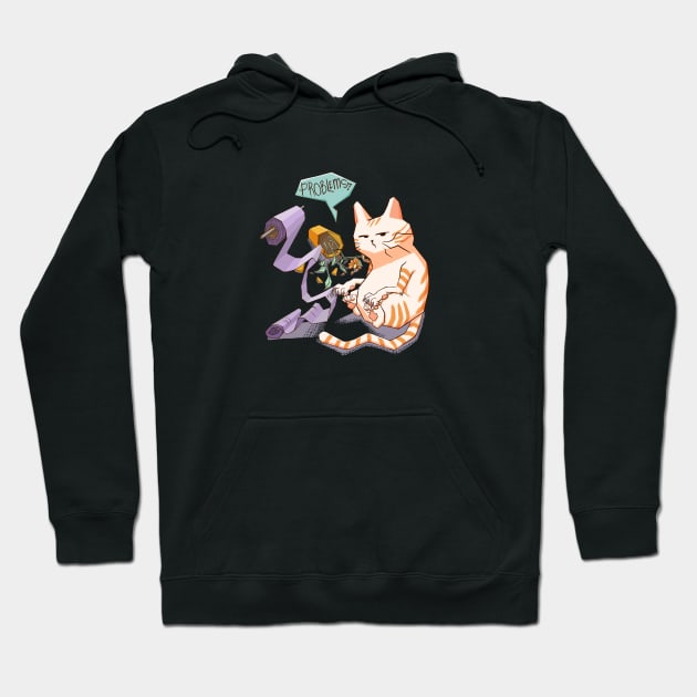 Cat Chaos: Pot & Paper Mayhem Hoodie by Verbinavision